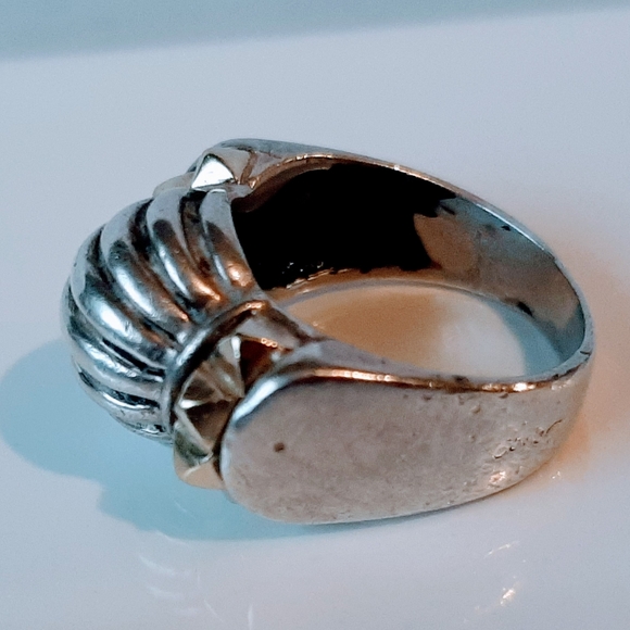 Lagos Caviar .925 SS 18k Gold 750 Beads Fluted Done Ring Size 7 (14g) - Picture 2 of 5